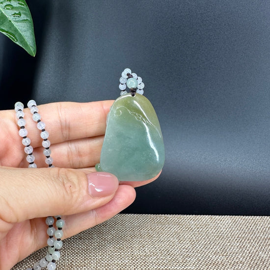 RealJade® Co.  Genuine Burmese Jadeite Jade Yellow Green Happy Buddha  Pendant Necklace