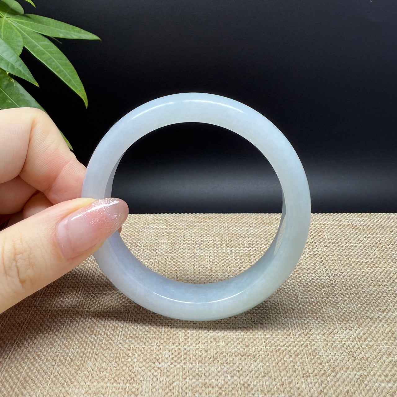 Genuine Burmese Lavender Green Jade Jadeite Bangle Bracelet ( 55mm )