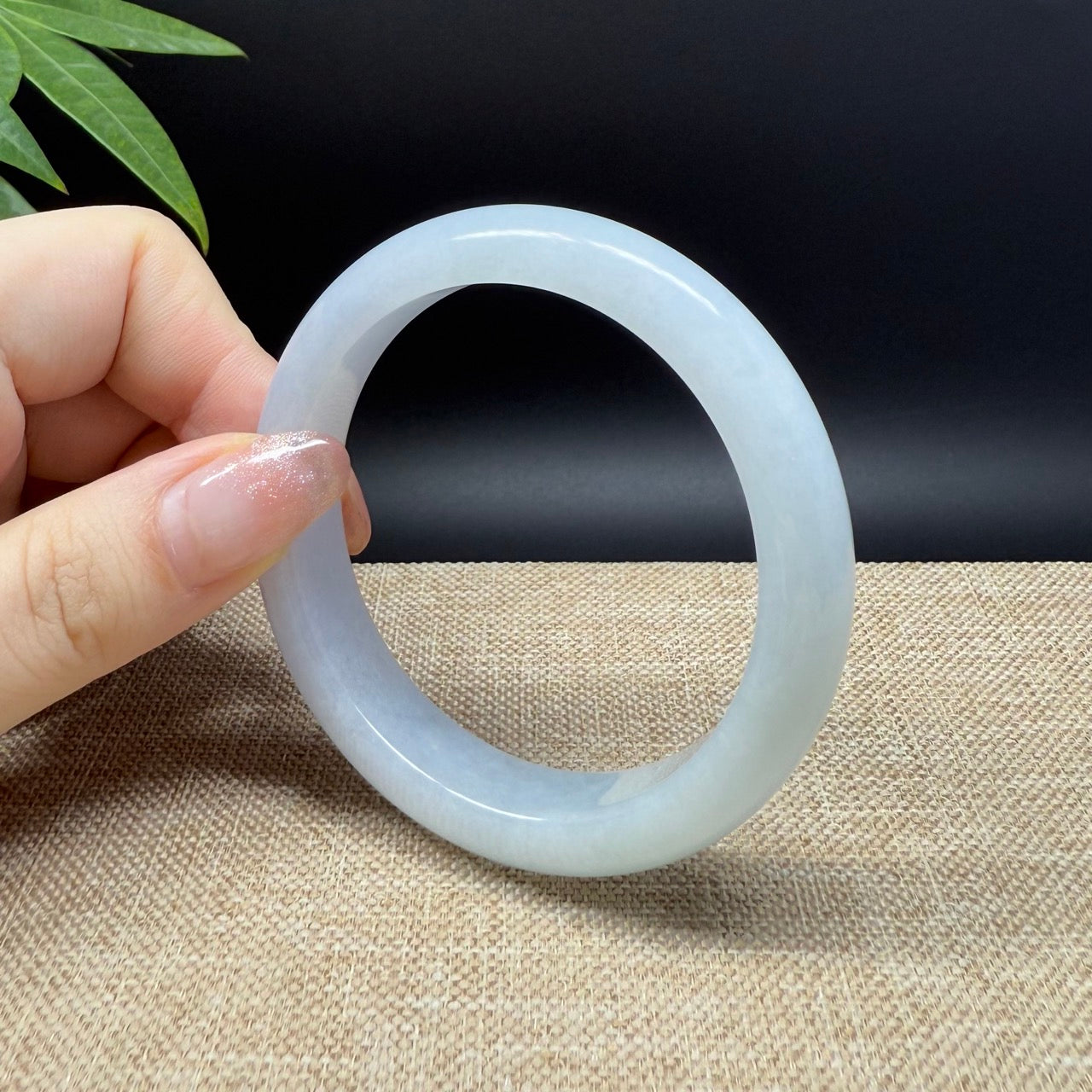Genuine Burmese Lavender Green Jade Jadeite Bangle Bracelet ( 55mm )