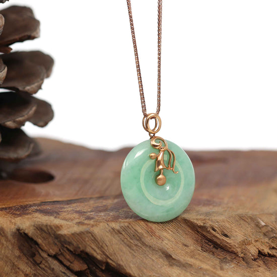 RealJade® Co. 18k Rose Gold Genuine Jadeite Constellation (Virgo) Necklace Pendant