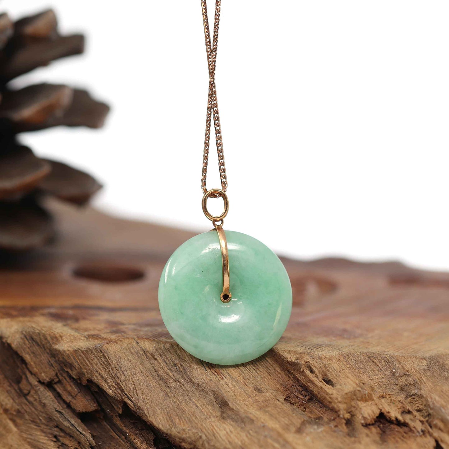 RealJade® Co. 18k Rose Gold Genuine Jadeite Constellation (Virgo) Necklace Pendant