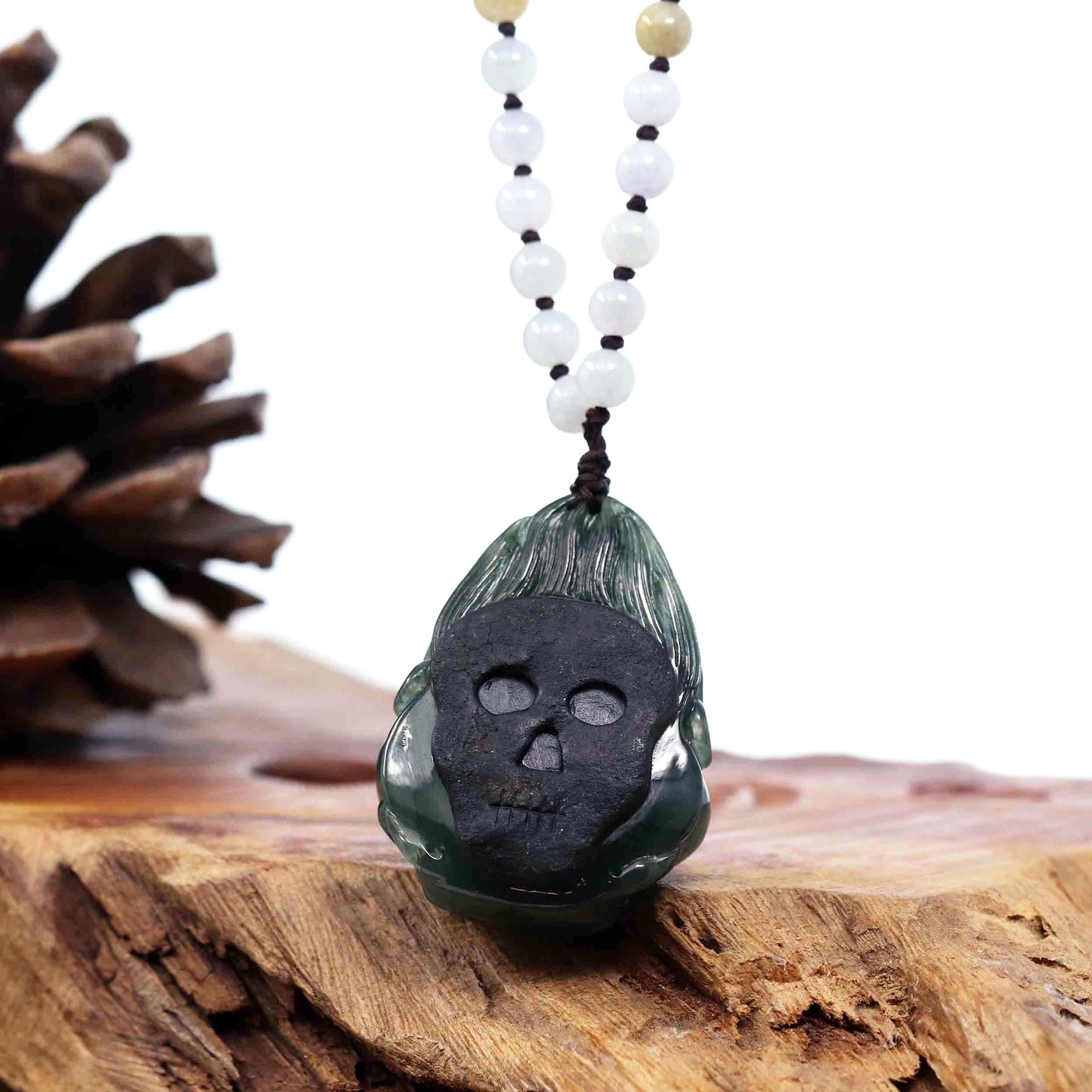 RealJade® Co. "Fu Dog" (Guardian Lion) Natural Blue Green Jadeite Jade Necklace Collectibles