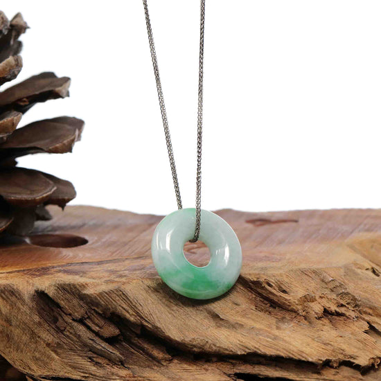 RealJade Co.® Jade Pendant Necklace Baikalla "Good Luck Button" Necklace Green Jadeite Jade Pendant For Men