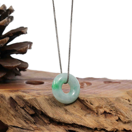 RealJade Co.® Jade Pendant Necklace Baikalla "Good Luck Button" Necklace Green Jadeite Jade Pendant For Men