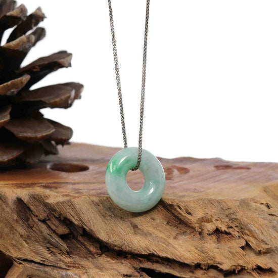 RealJade Co.® Jade Pendant Necklace Baikalla "Good Luck Button" Necklace Green Jadeite Jade Pendant For Men