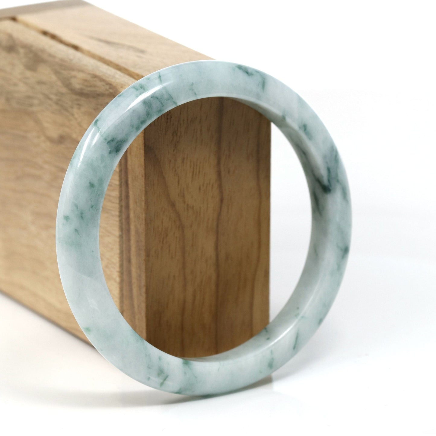 RealJade Co.® Jadeite Jade Bangle Bracelet Burmese Blue-Green Jade Jadeite Bangle Bracelet (59.65 mm) T244