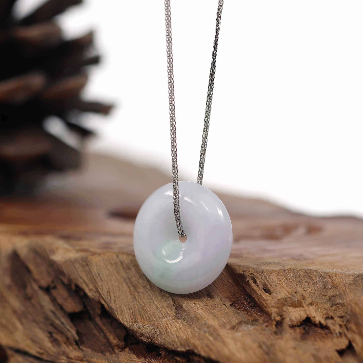 RealJade® Co. RealJade® Co. "Good Luck Button" Necklace Lavender Green Jadeite Jade Lucky Ping An Kou Pendant