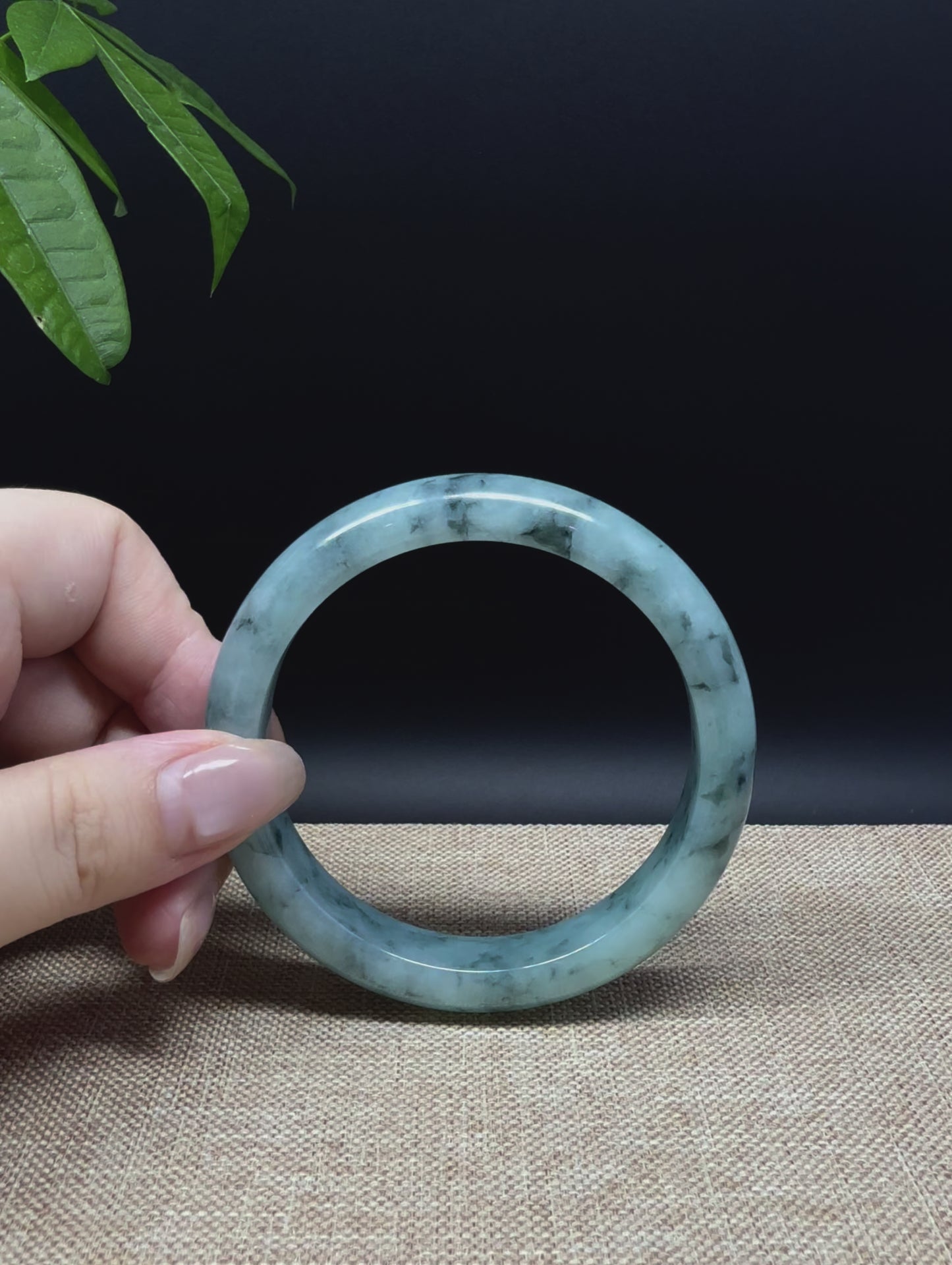 Load and play video in Gallery viewer, Genuine Burmese Blue Green Jade Jadeite Bangle Bracelet ( 57.7mm )
