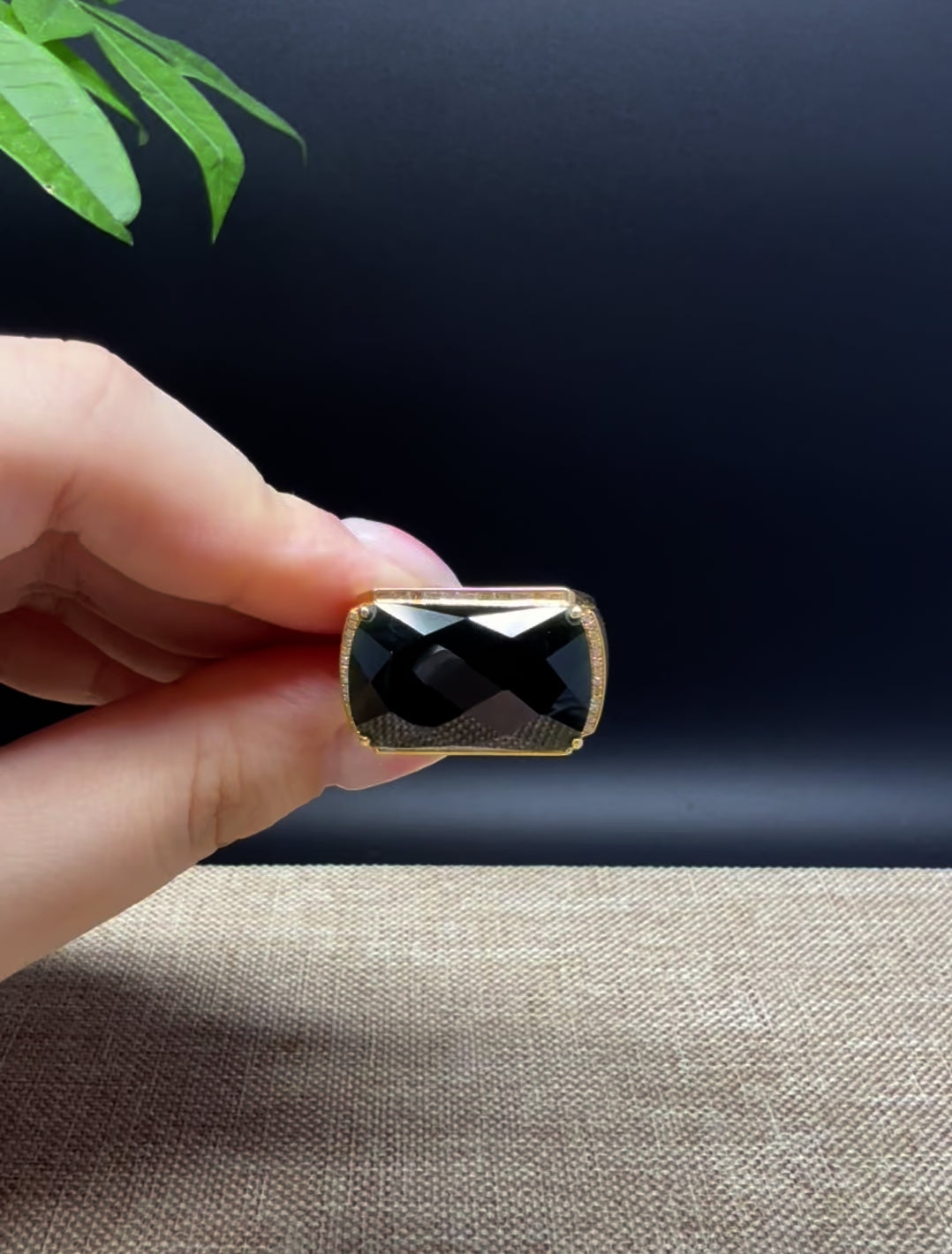 Load and play video in Gallery viewer, RealJade® &amp;quot;Signature Signet&amp;quot; 18K Yellow Gold Black Jadeite Jade Ring
