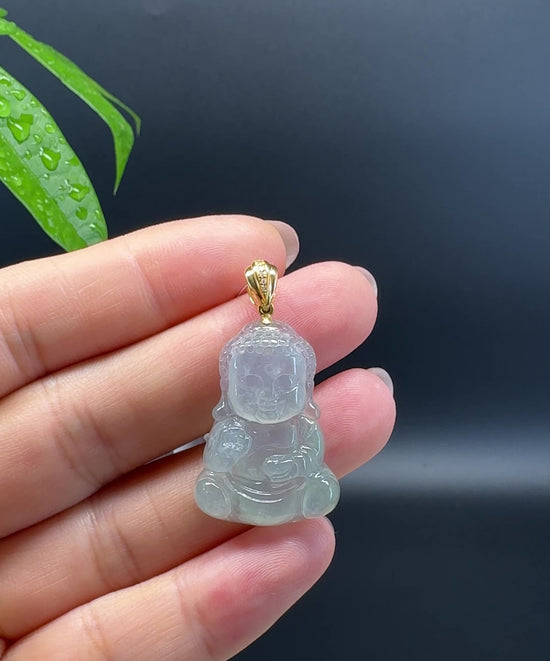 Load and play video in Gallery viewer, Burmese Icy Jadeite Jade Happy Baby Buddha Pendant
