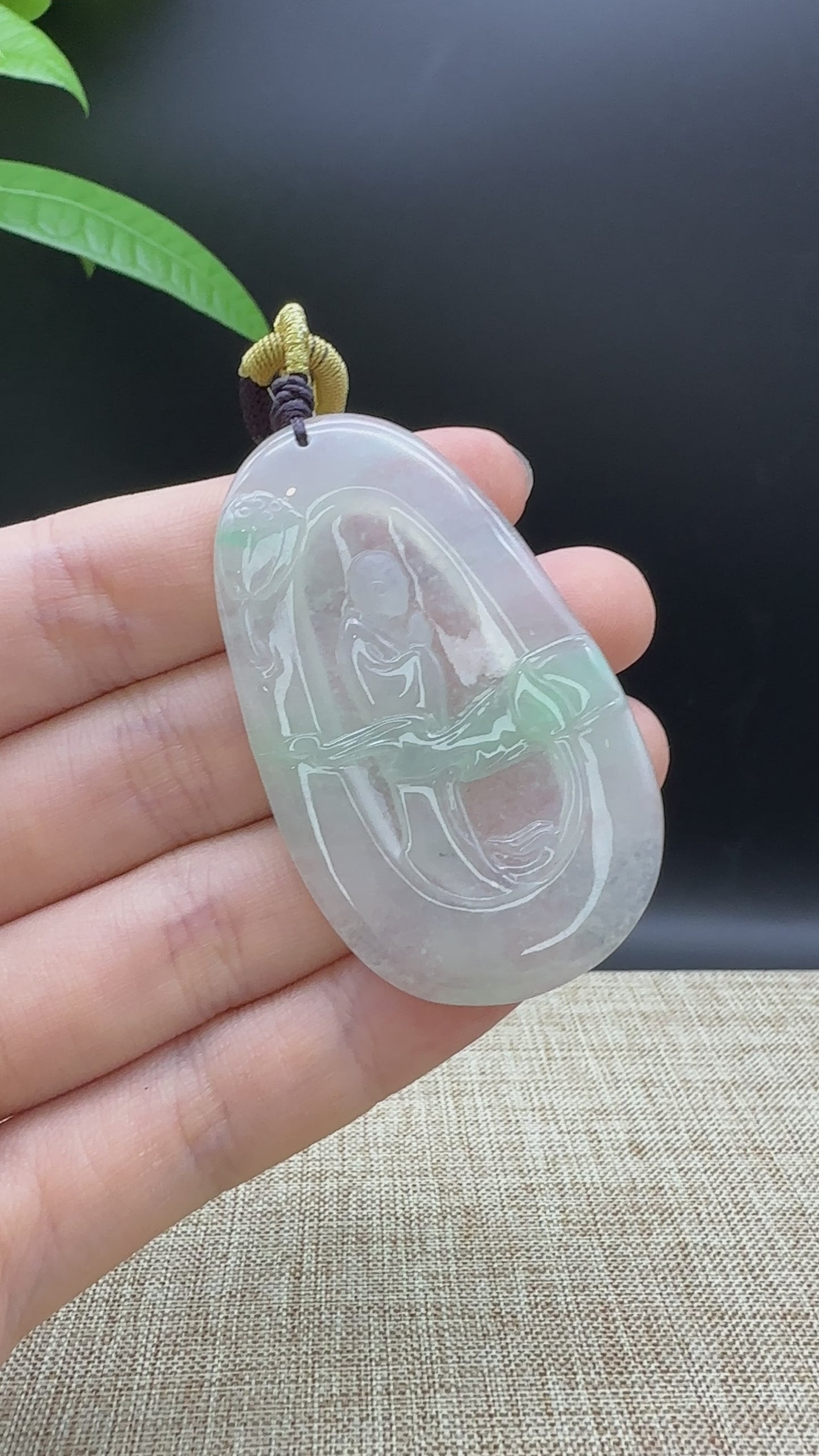 Load and play video in Gallery viewer, RealJade® Co. Genuine Jadeite Jade Luohan Pendant Necklace
