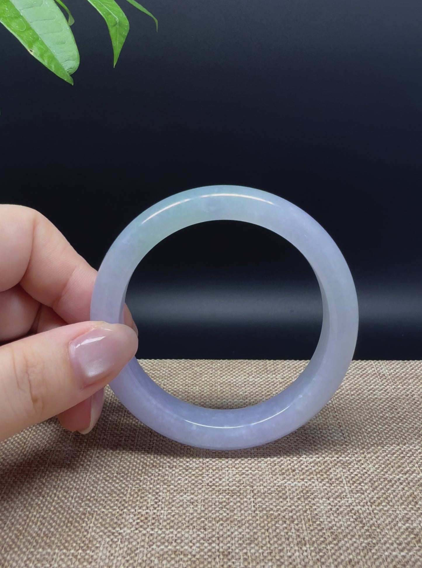 Load and play video in Gallery viewer, High-end Genuine Burmese Lavender Green Jade Jadeite Bangle Bracelet ( 54.3mm )
