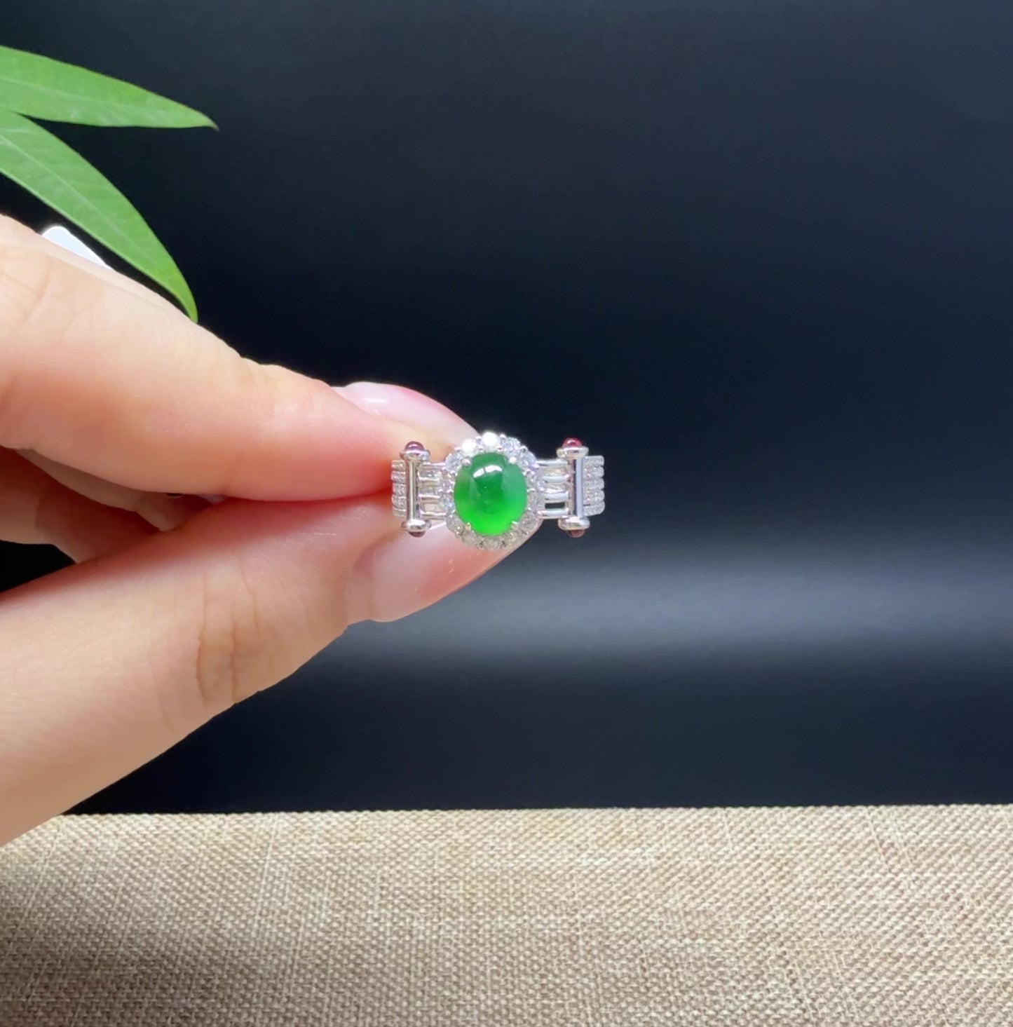 Load and play video in Gallery viewer, RealJade® &amp;quot;Signature Signet&amp;quot; 18K White Gold Icy Green Jadeite Jade Ring
