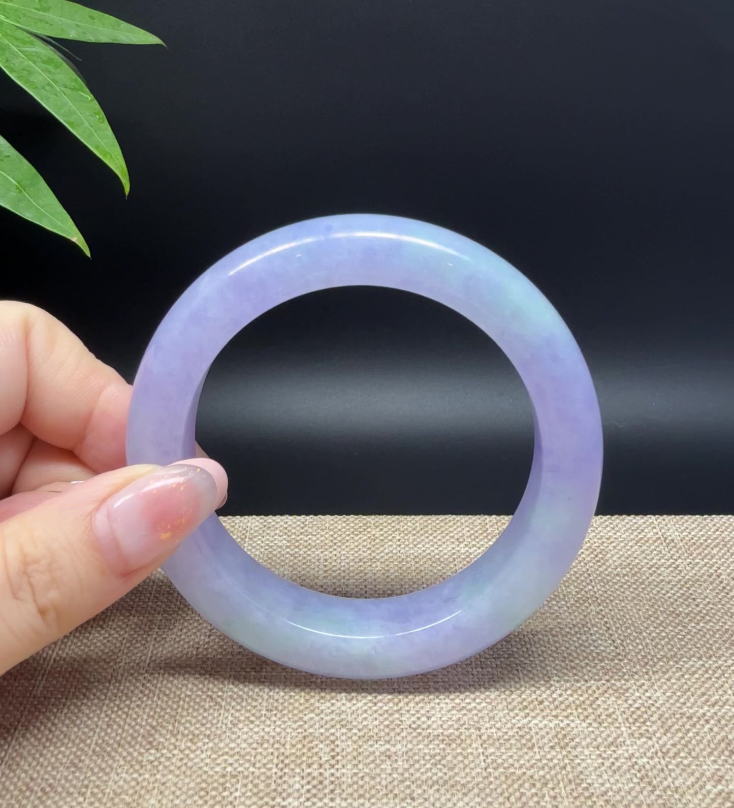 Load and play video in Gallery viewer, Genuine Burmese Lavender Green Jade Jadeite Bangle Bracelet ( 58mm )
