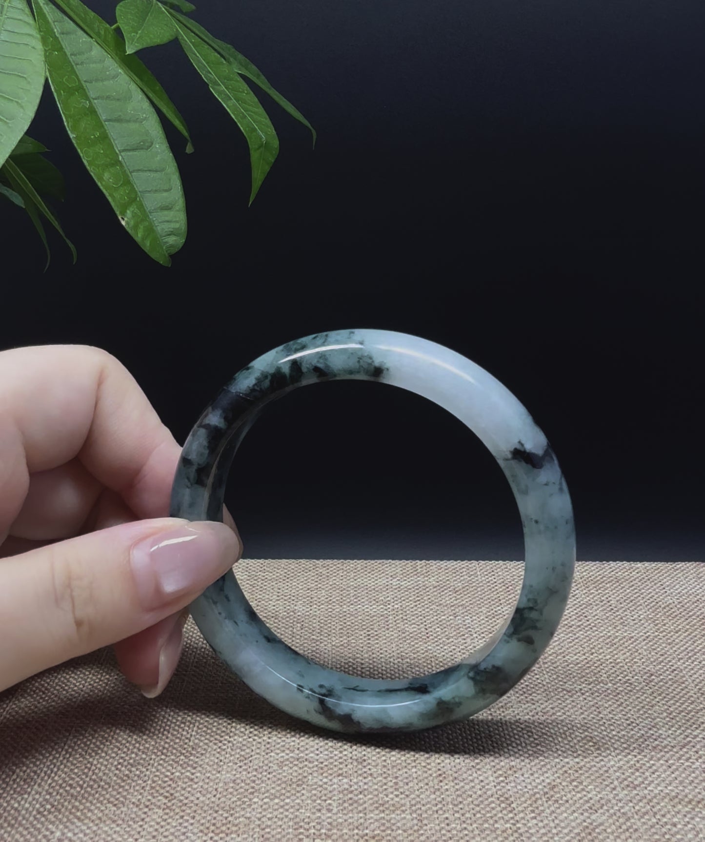 Load and play video in Gallery viewer, Genuine Burmese Blue Green Jade Jadeite Bangle Bracelet ( 58mm )
