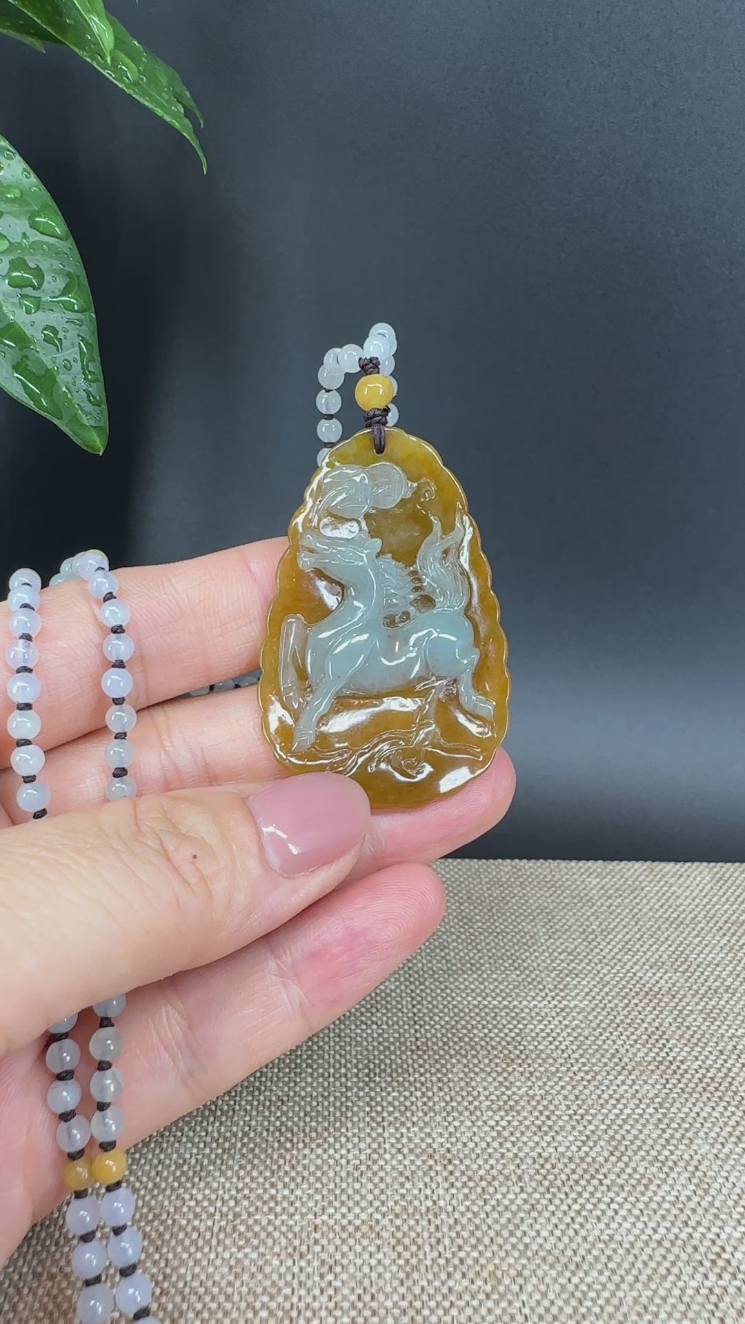 Load and play video in Gallery viewer, RealJade® Co.  Genuine Burmese Jadeite Jade Horse Pendant Necklace
