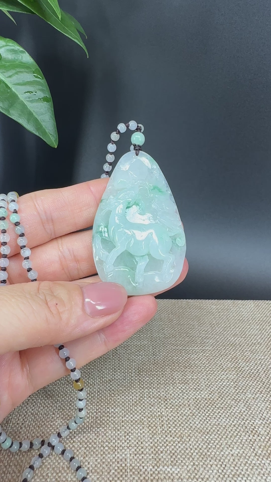 Load and play video in Gallery viewer, RealJade® Co.  Genuine Burmese Jadeite Jade Sika Deer Pendant Necklace
