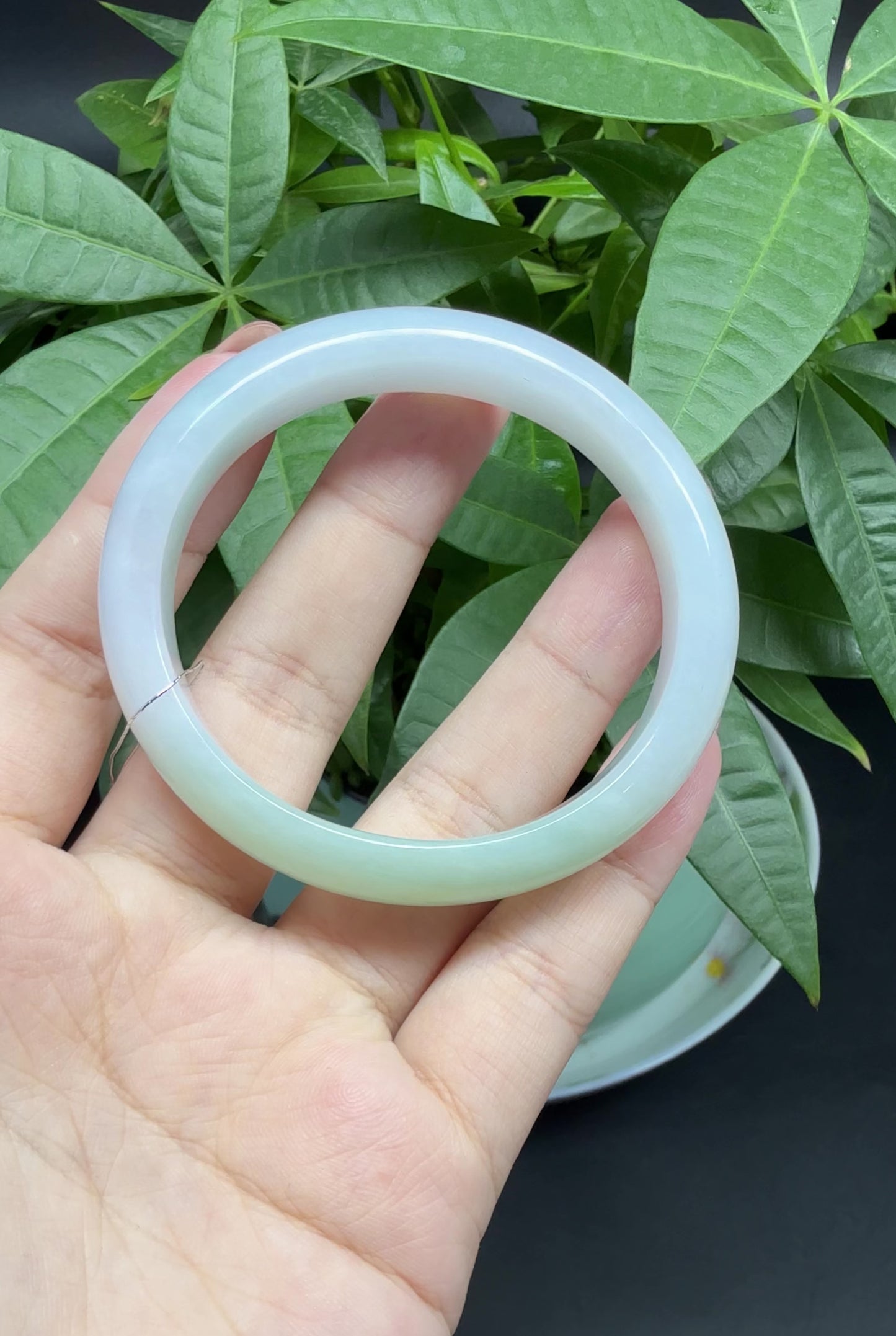 Load and play video in Gallery viewer, Genuine Burmese Lavender Green Jade Jadeite Bangle Bracelet ( 54.2*49.7mm )
