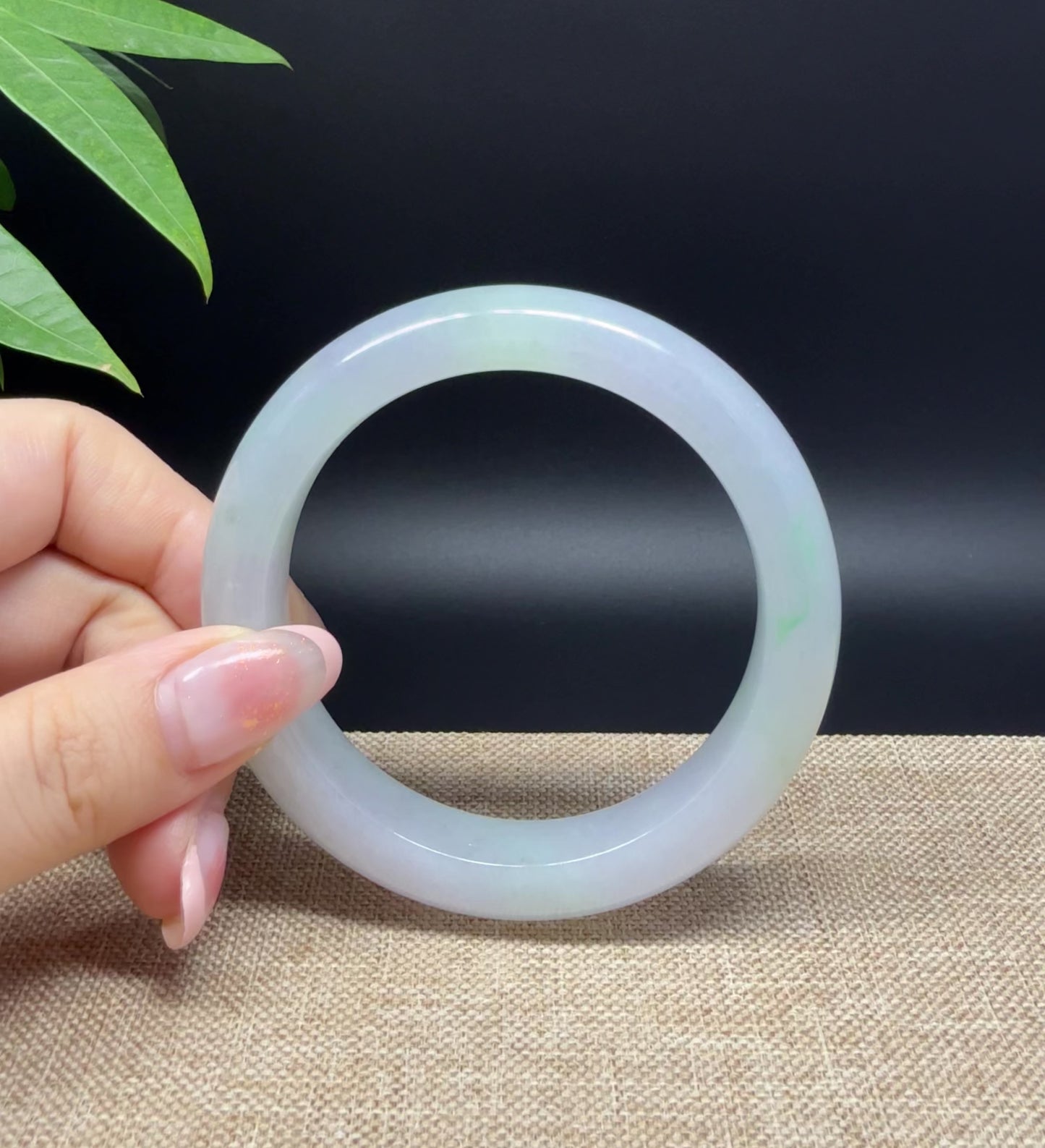 Load and play video in Gallery viewer, Genuine Burmese Lavender Green Jade Jadeite Bangle Bracelet ( 58mm )
