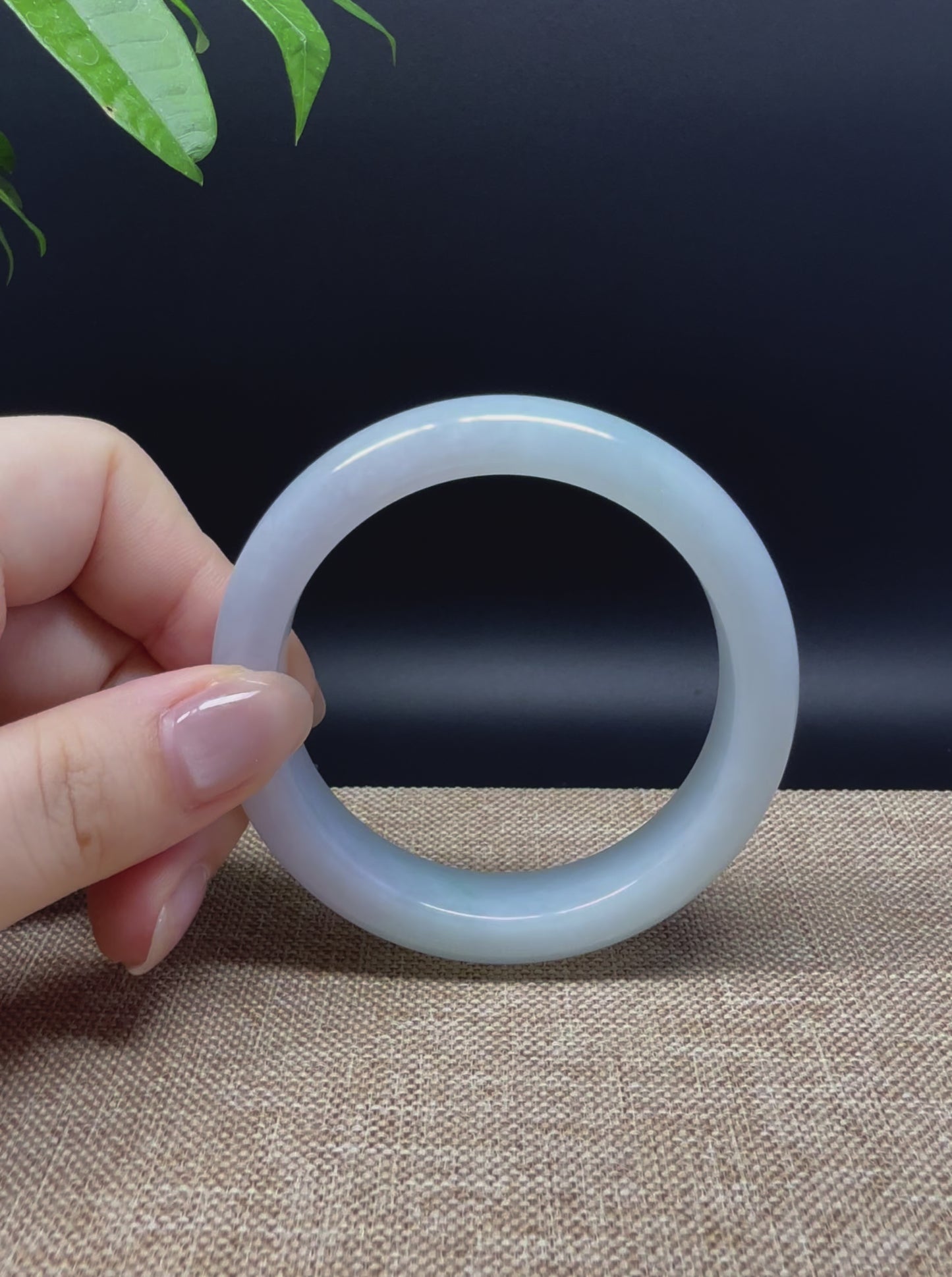 Load and play video in Gallery viewer, Genuine Burmese Lavender Green Jade Jadeite Bangle Bracelet ( 54.3mm )
