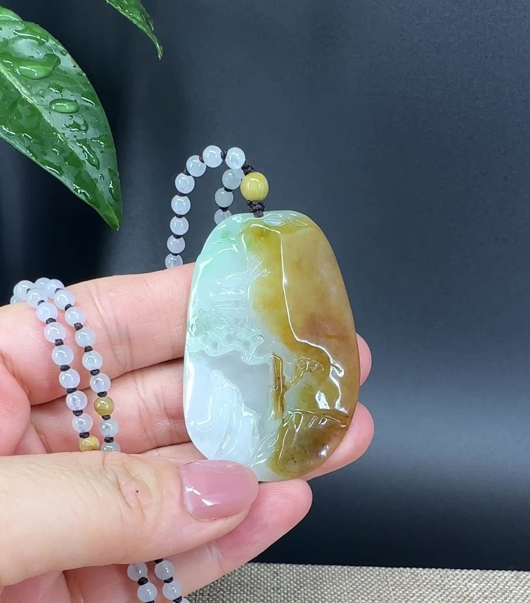 Load and play video in Gallery viewer, RealJade® Co.  Genuine Burmese Jadeite Jade Yellow Green Guanyin Pendant Necklace
