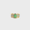 RealJade® Co. RealJade® Co. Antique Natural Jadeite Jade Sterling Silver Gold Plated Two Tone Ring