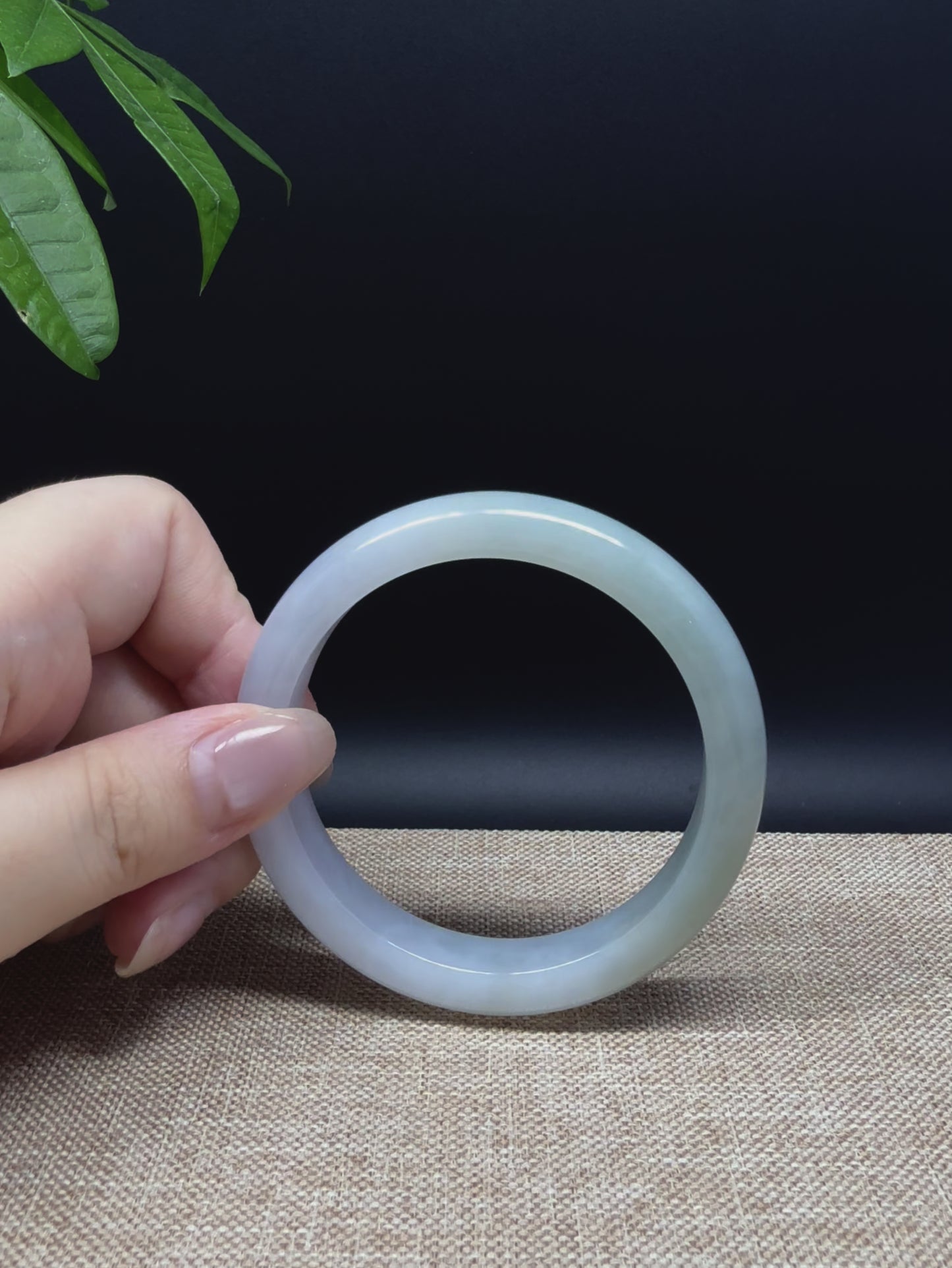 Load and play video in Gallery viewer, Genuine Burmese Lavender Green Jade Jadeite Bangle Bracelet ( 55.5mm )
