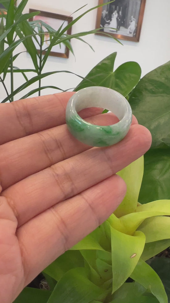 Load and play video in Gallery viewer, RealJade® Co. Genuine Burmese Blue-green Jadeite Jade Men&amp;#39;s Band Ring
