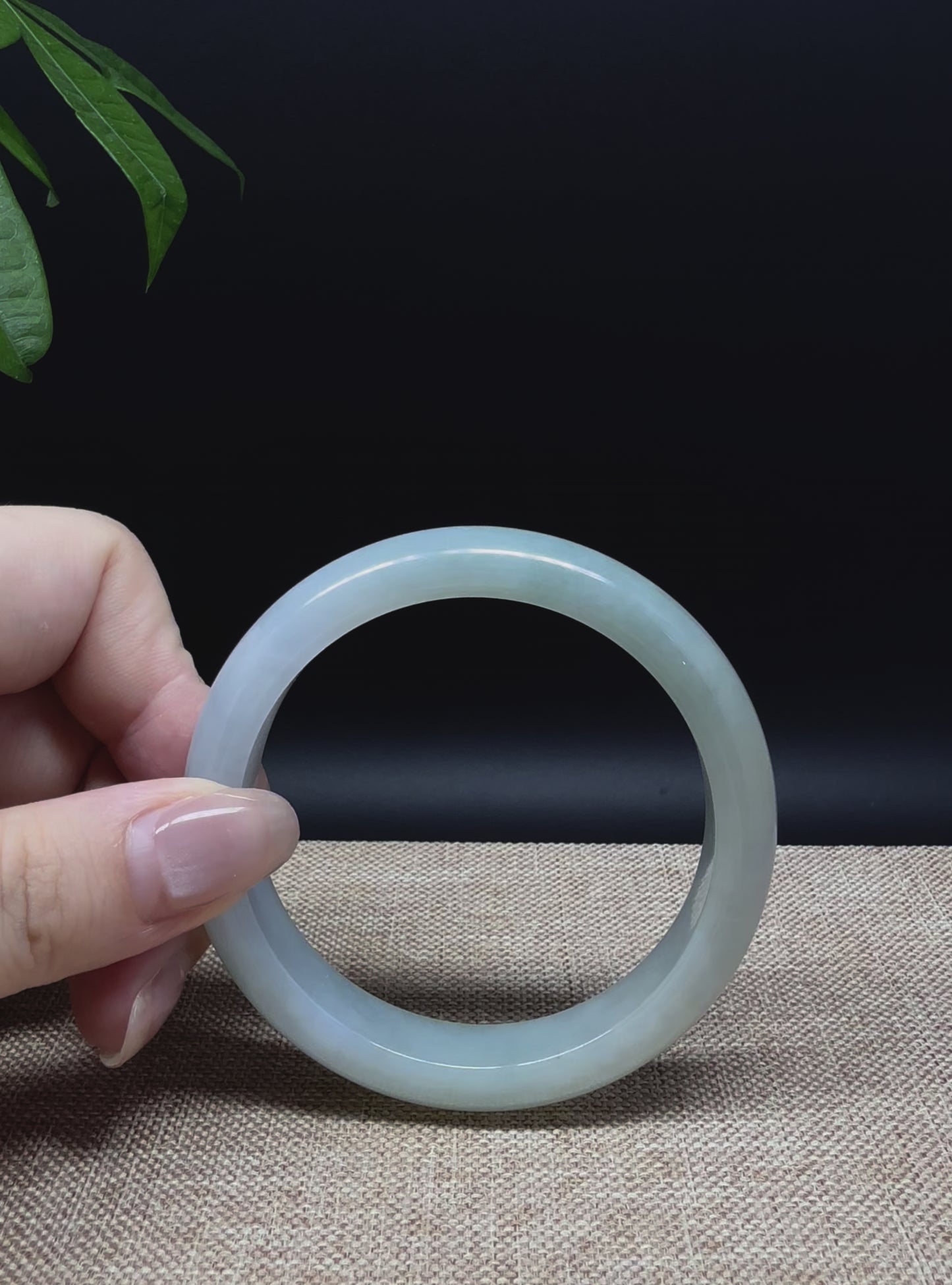 Load and play video in Gallery viewer, Genuine Burmese Lavender Green Jade Jadeite Bangle Bracelet ( 55.5mm )
