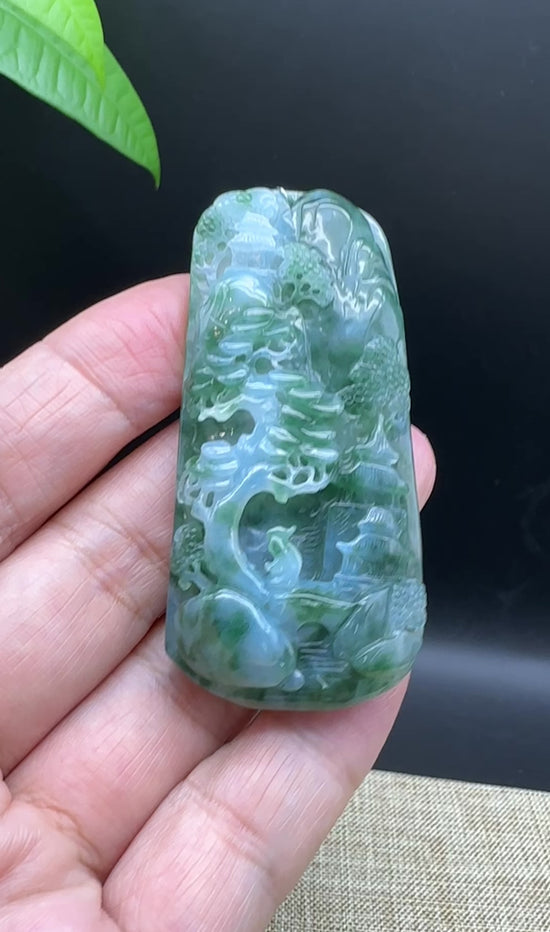 Load and play video in Gallery viewer, RealJade® Co. Genuine Jadeite Jade Pendant Necklace
