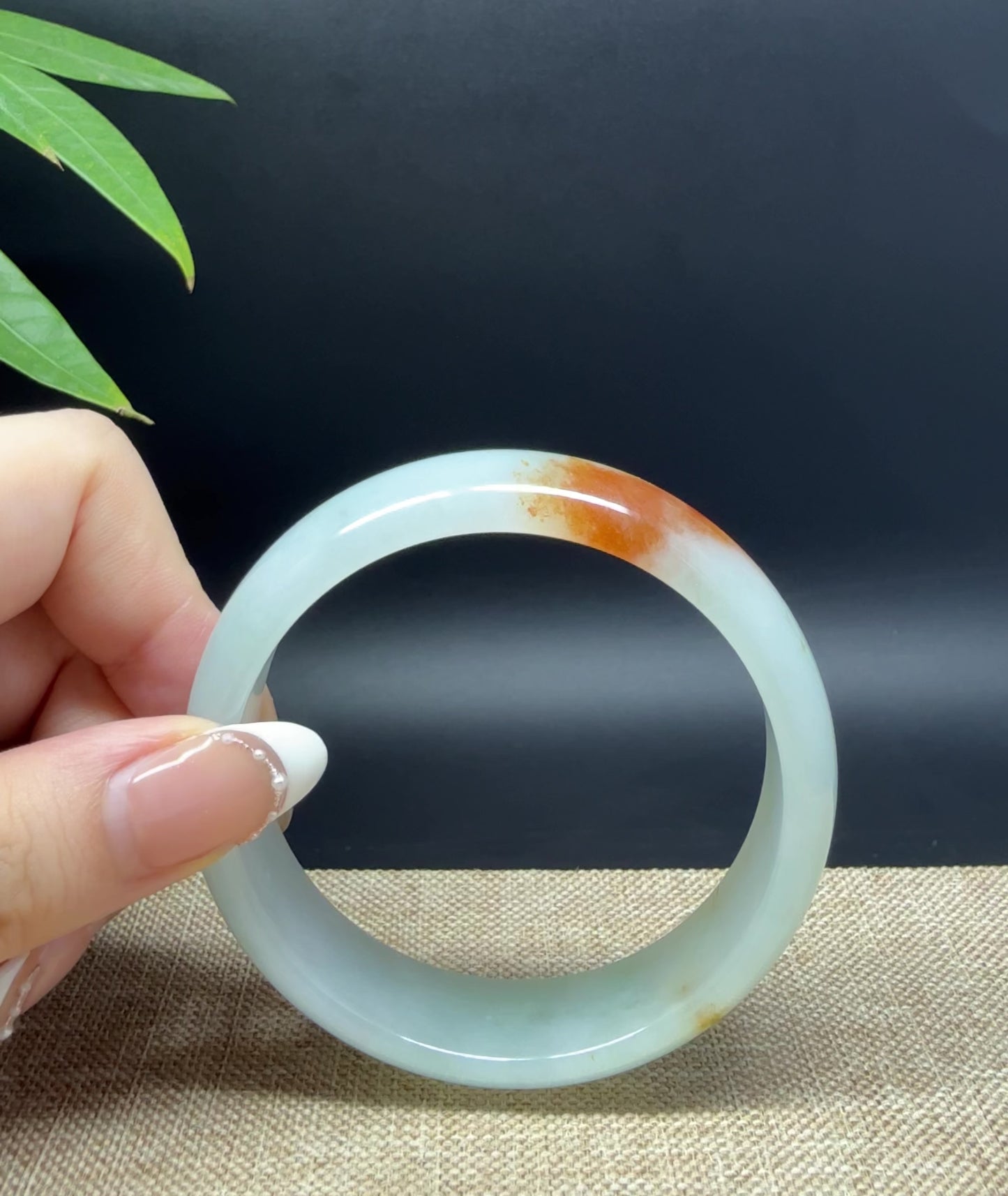 Load and play video in Gallery viewer, Genuine Burmese Yellow Green Jade Jadeite Bangle Bracelet ( 58.2mm )
