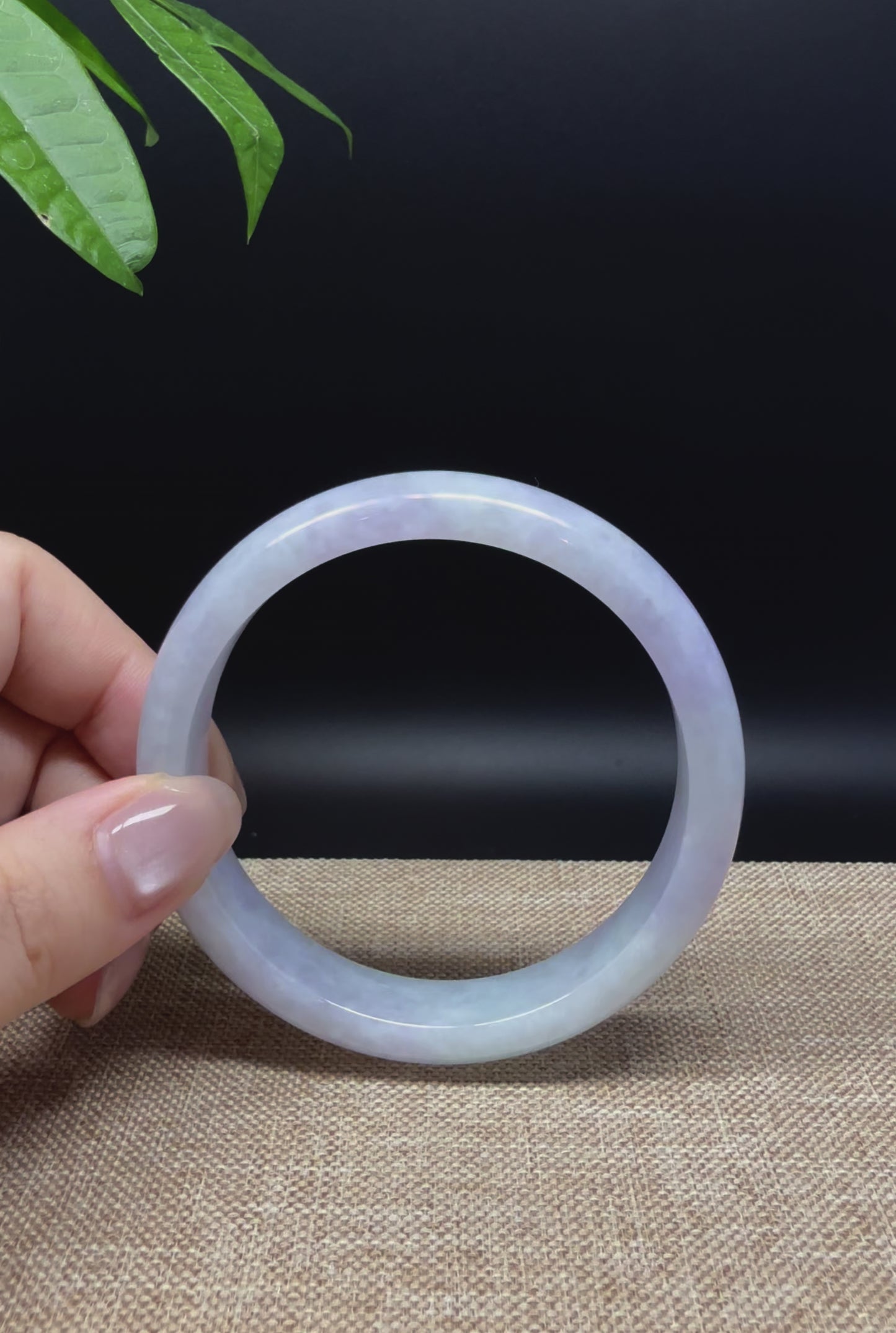 Load and play video in Gallery viewer, Genuine Burmese Lavender Green  Jade Jadeite Bangle Bracelet ( 60.4mm )
