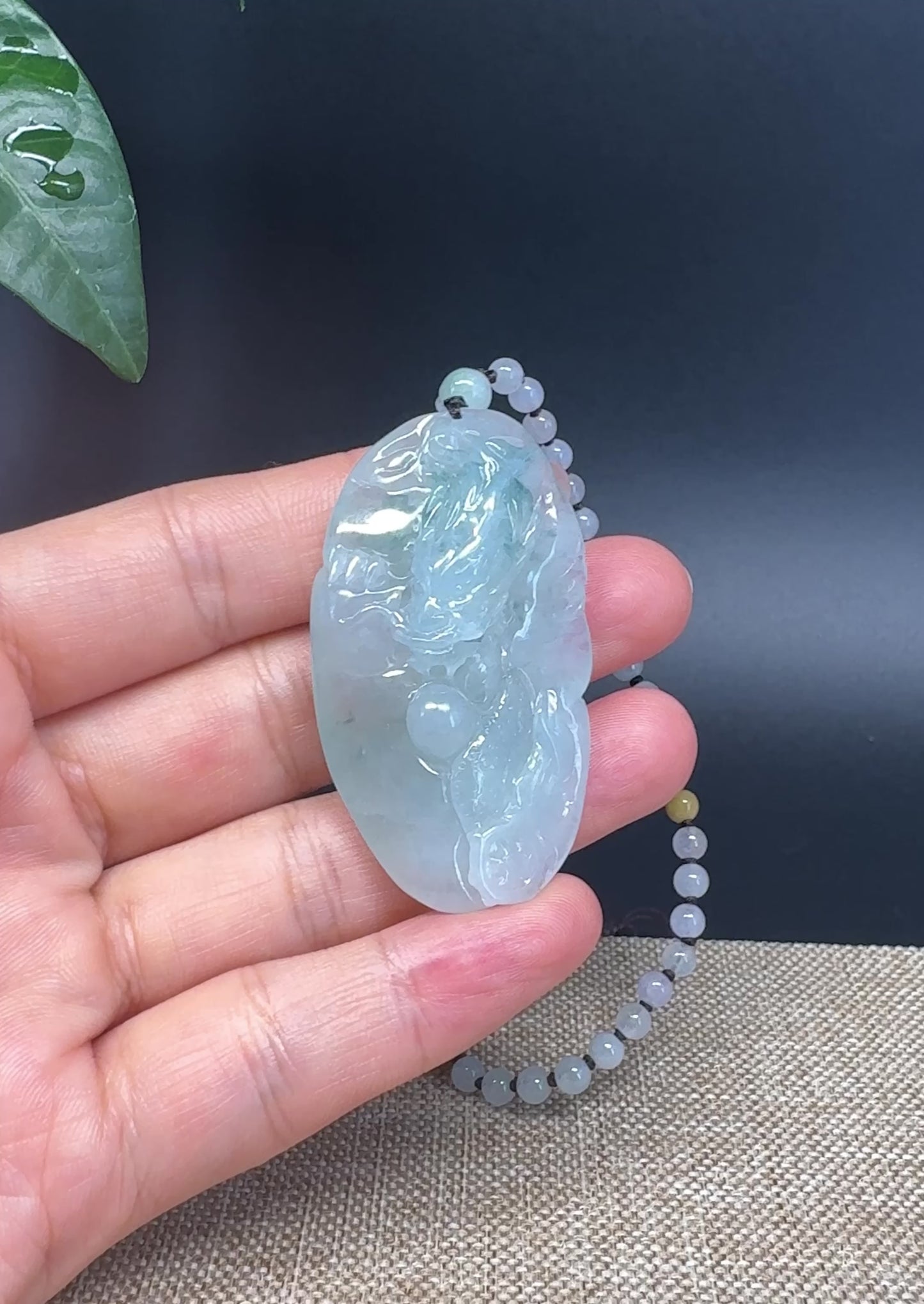 Load and play video in Gallery viewer, RealJade® Co. Genuine Burmese Jadeite Jade Ice Blue Dragon Pendant Necklace
