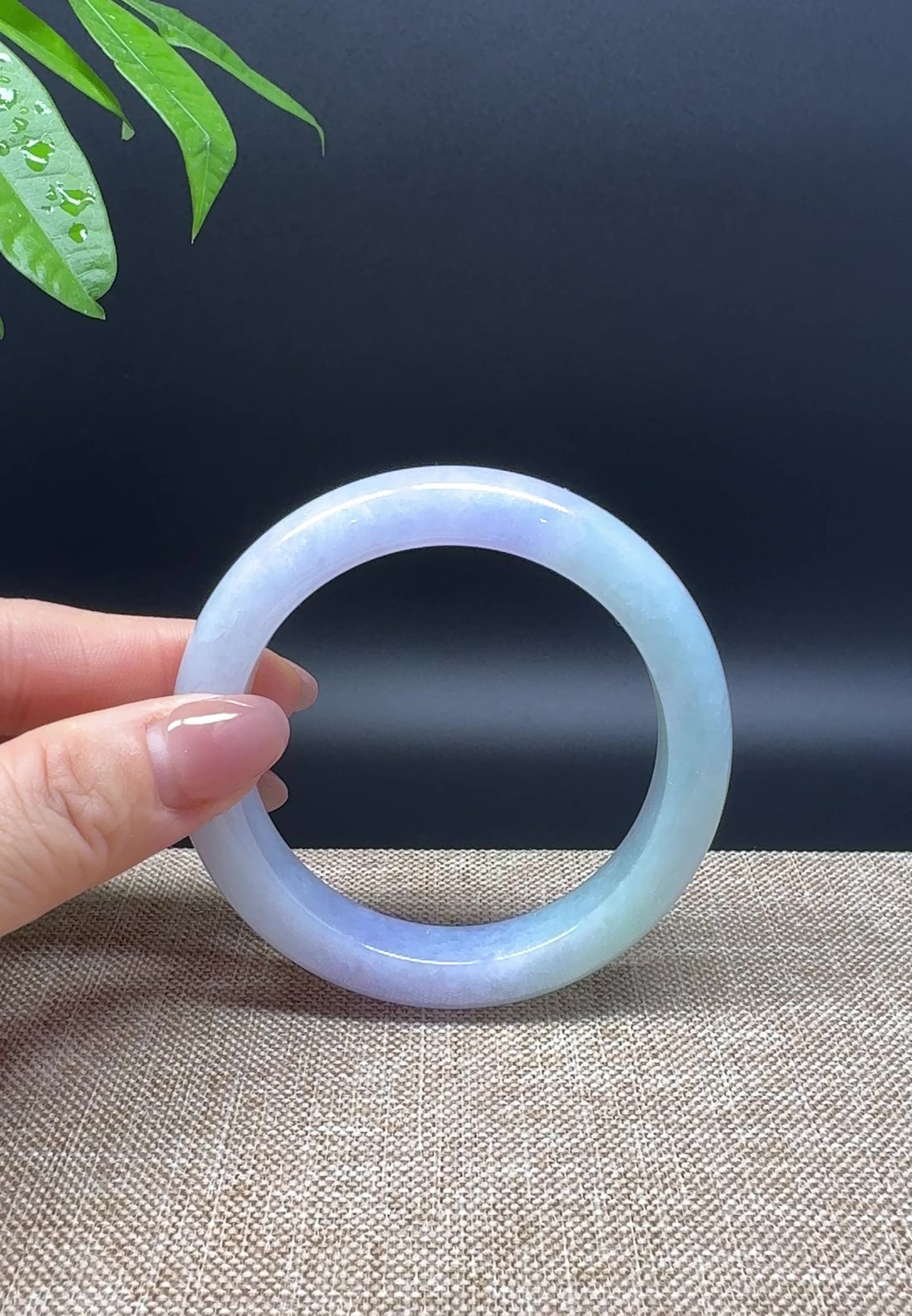 Load and play video in Gallery viewer, Genuine Burmese Lavender Green Jade Jadeite Bangle Bracelet ( 56.8mm )
