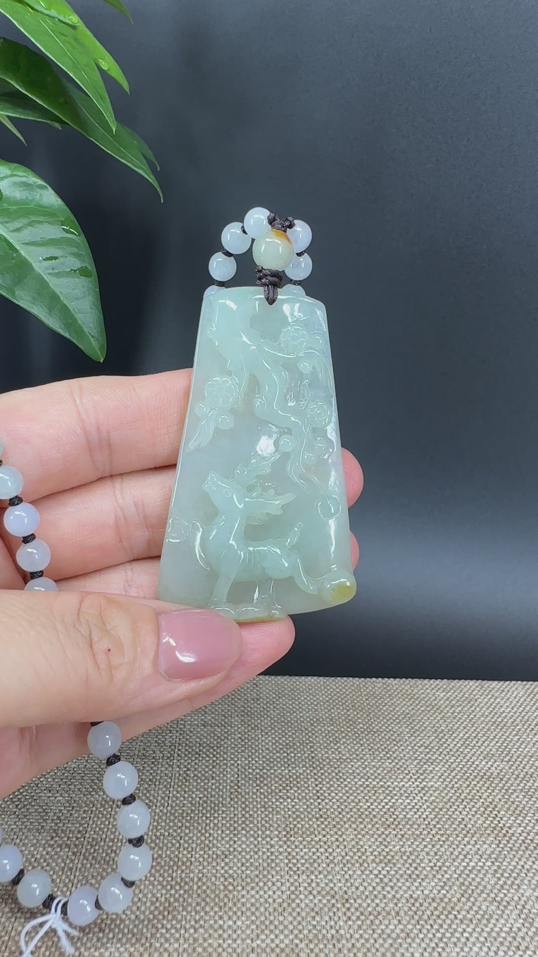 Load and play video in Gallery viewer, RealJade® Co.  Genuine Burmese Jadeite Jade Sika Deer Pendant Necklace
