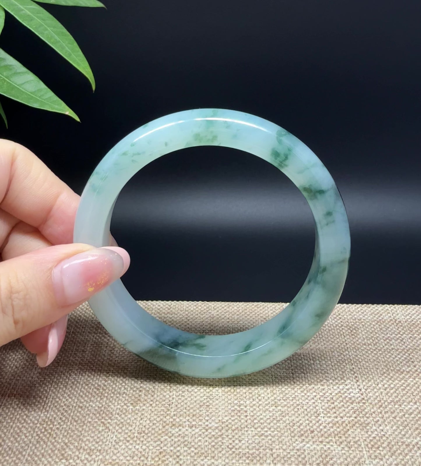 Load and play video in Gallery viewer, Genuine Burmese Icy Green Jade Jadeite Bangle Bracelet ( 59.7mm )
