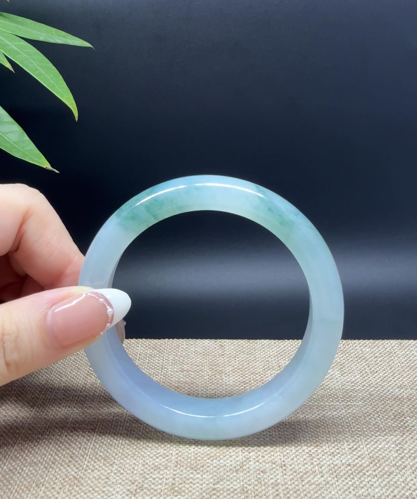 Load and play video in Gallery viewer, Genuine Burmese Icy Green Jade Jadeite Bangle Bracelet ( 57mm )
