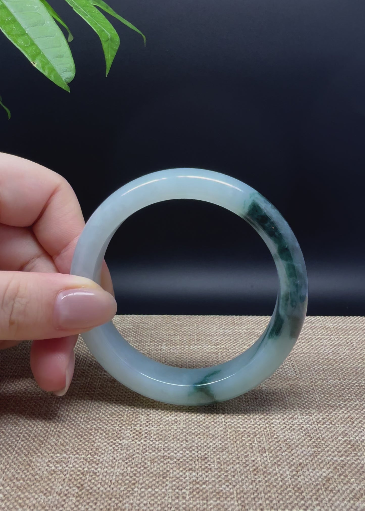 Load and play video in Gallery viewer, Genuine Burmese Blue Green Jade Jadeite Bangle Bracelet ( 57mm )
