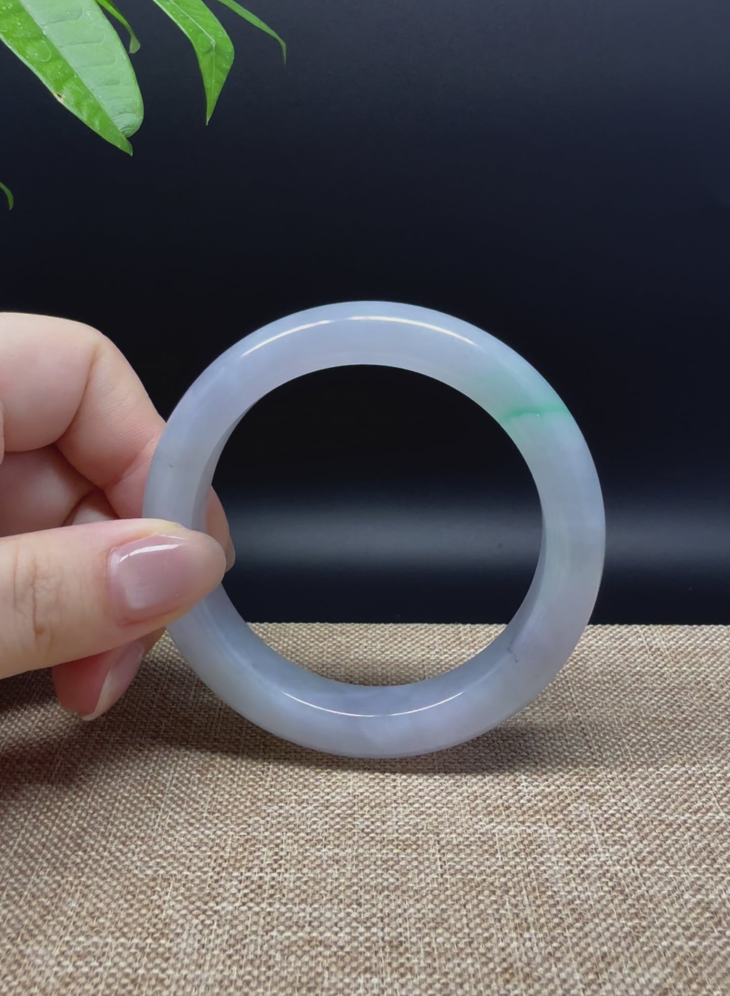 Load and play video in Gallery viewer, Genuine Burmese Lavender Green Jade Jadeite Bangle Bracelet ( 55.2mm )
