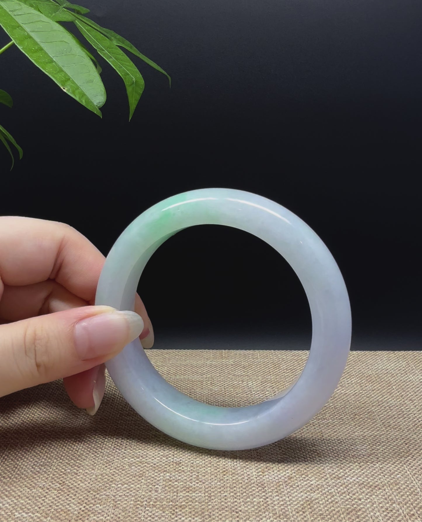 Load and play video in Gallery viewer, Genuine Burmese Lavender Green Jade Jadeite Bangle Bracelet ( 59mm )
