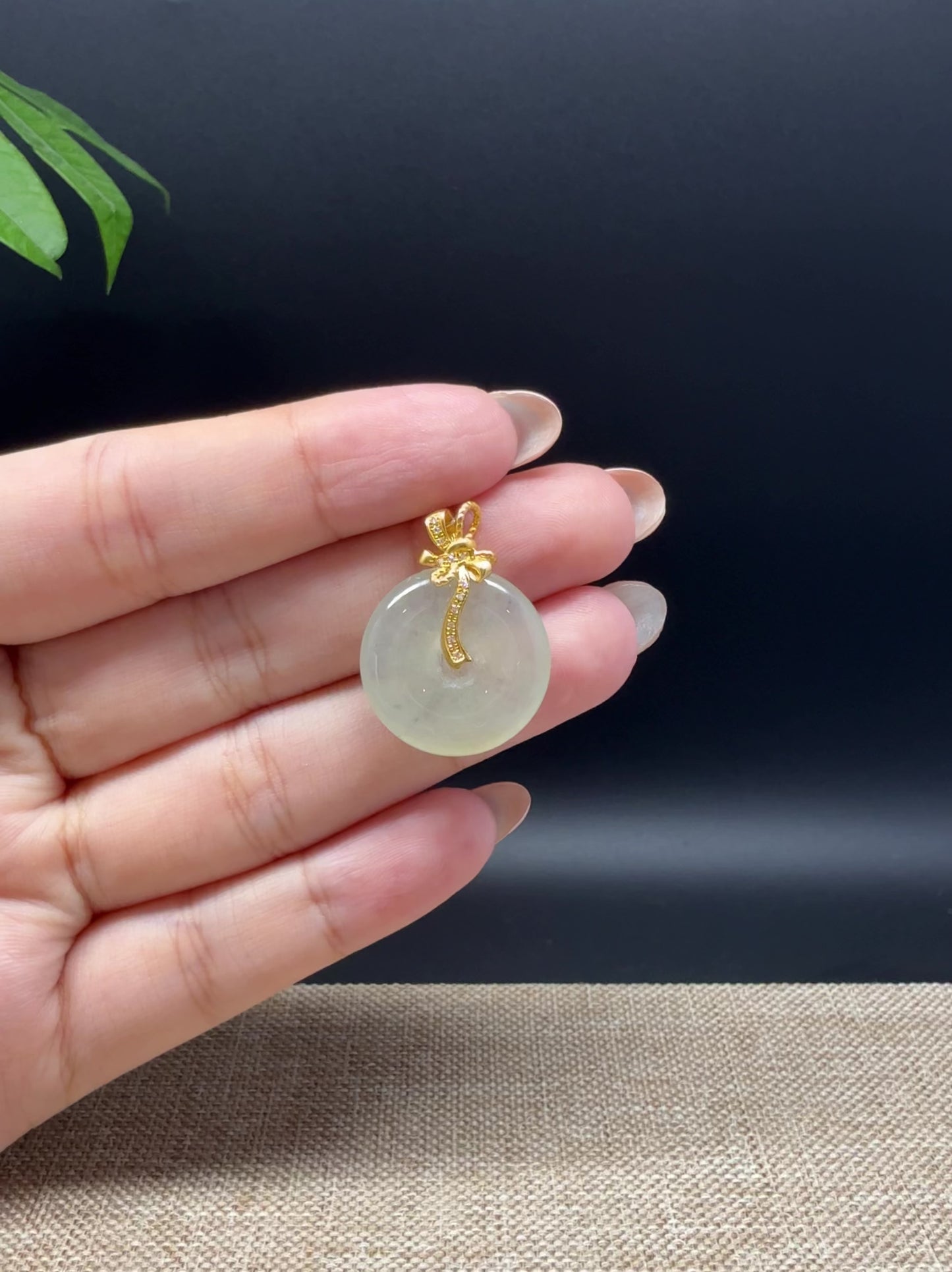 Load and play video in Gallery viewer, &amp;quot;Good Luck Button&amp;quot; icy Yellow Jadeite Jade Lucky KouKou Pendant With 18K Yellow Gold Bail
