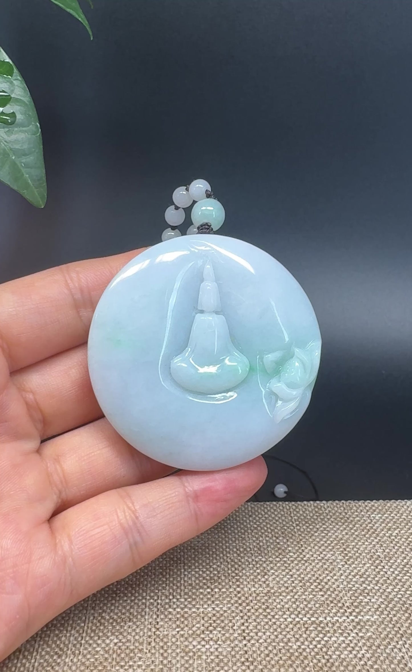 Load and play video in Gallery viewer, RealJade® Co. Genuine Burmese Jadeite Jade White Green Guanyin Pendant Necklace
