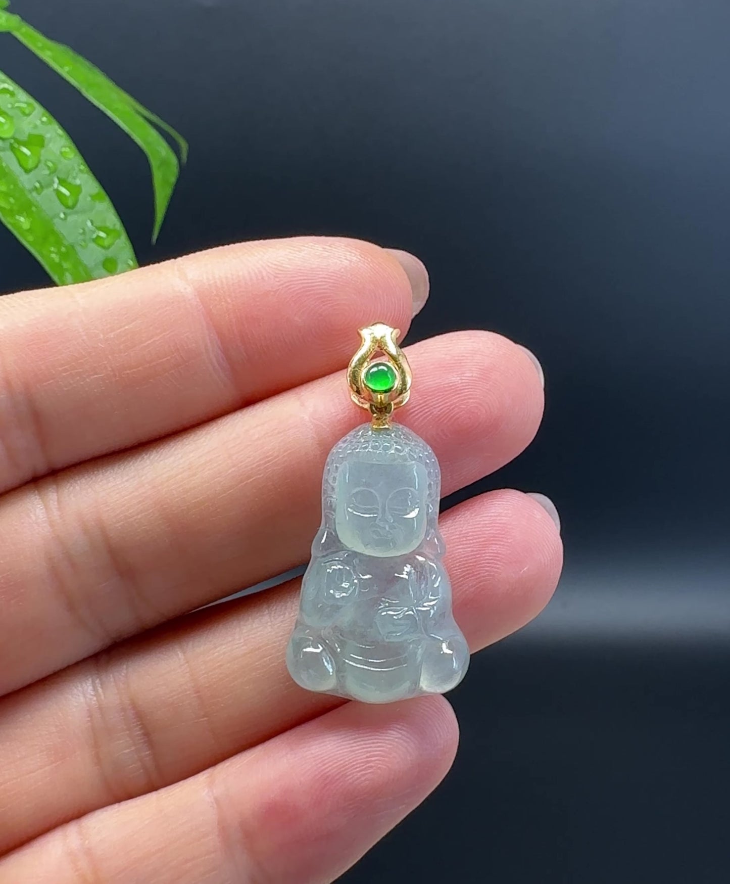 Load and play video in Gallery viewer, Burmese Icy Green Jadeite Jade Happy Baby Buddha Pendant
