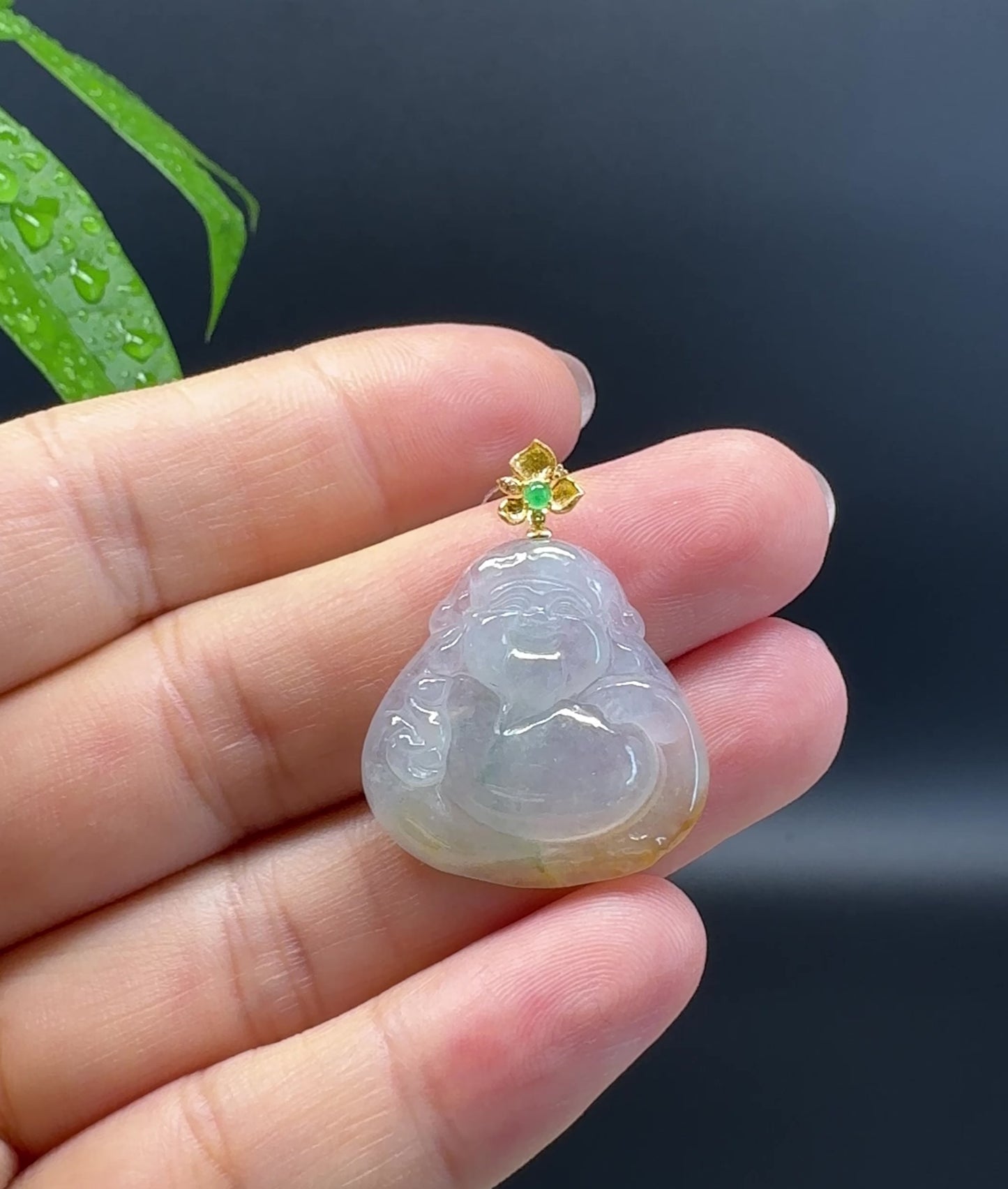 Load and play video in Gallery viewer, High-end 18K Yellow Gold Burmese Icy Yellow Jadeite Jade Money Saint Pendant with Diamond
