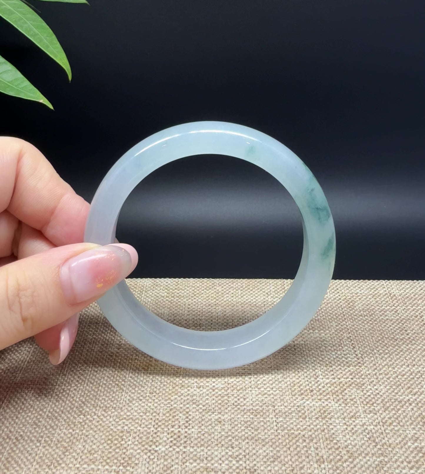 Load and play video in Gallery viewer, Genuine Burmese Icy Green Jade Jadeite Bangle Bracelet ( 55.7mm )
