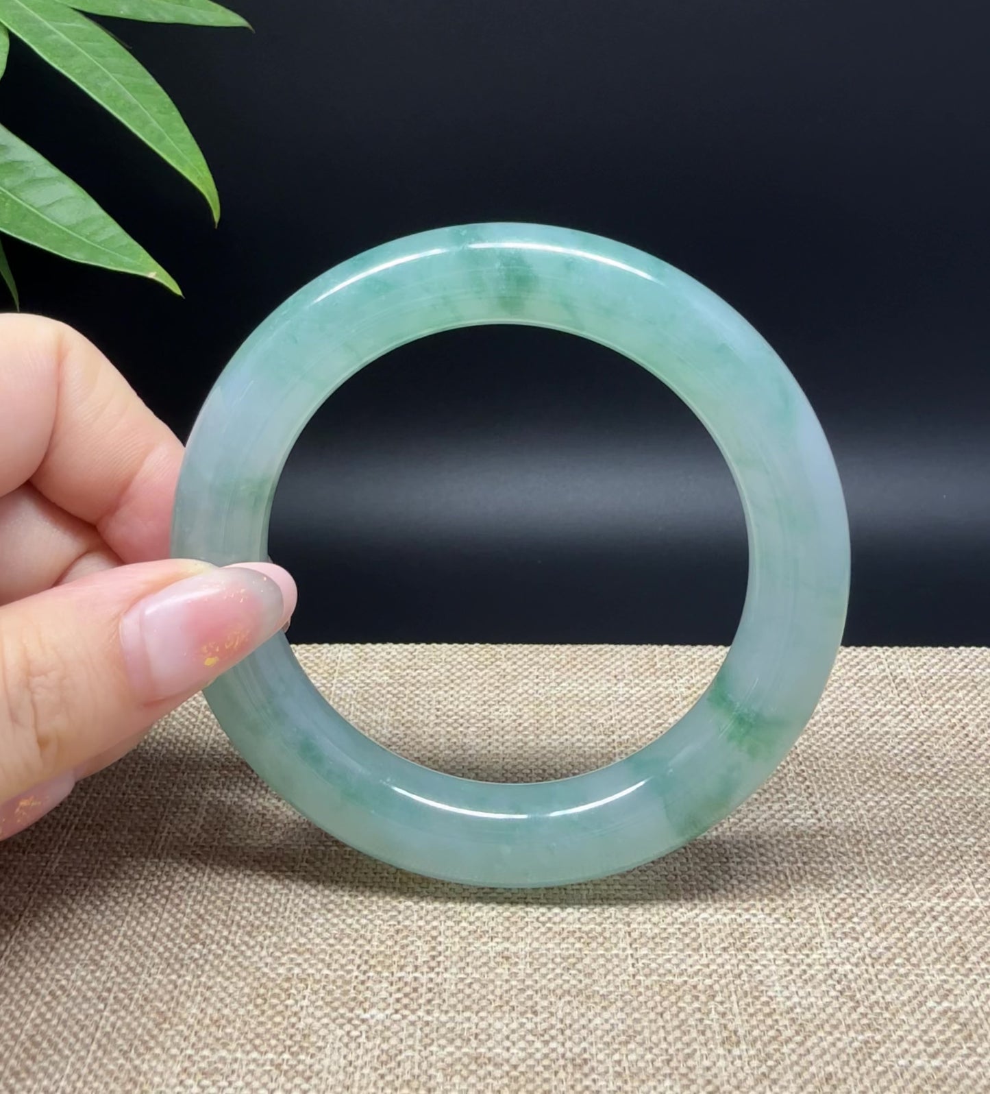 Load and play video in Gallery viewer, Genuine Burmese Icy Green Jade Jadeite Bangle Bracelet ( 58.9mm )
