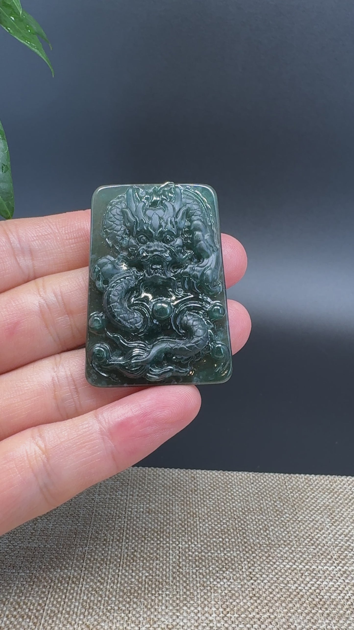 Load and play video in Gallery viewer, RealJade® Co. High Natural Guatemalan Blue Jadeite Jade Dragon Pendant
