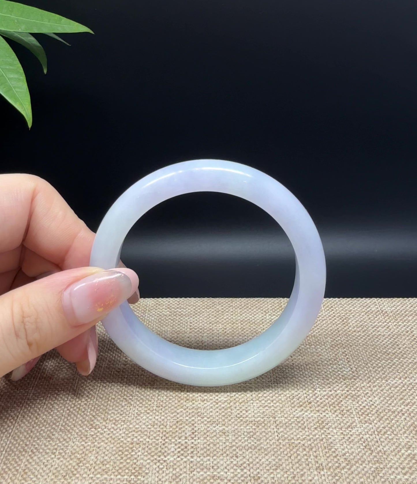 Load and play video in Gallery viewer, Genuine Burmese Lavender Green Jade Jadeite Bangle Bracelet ( 53.5mm )
