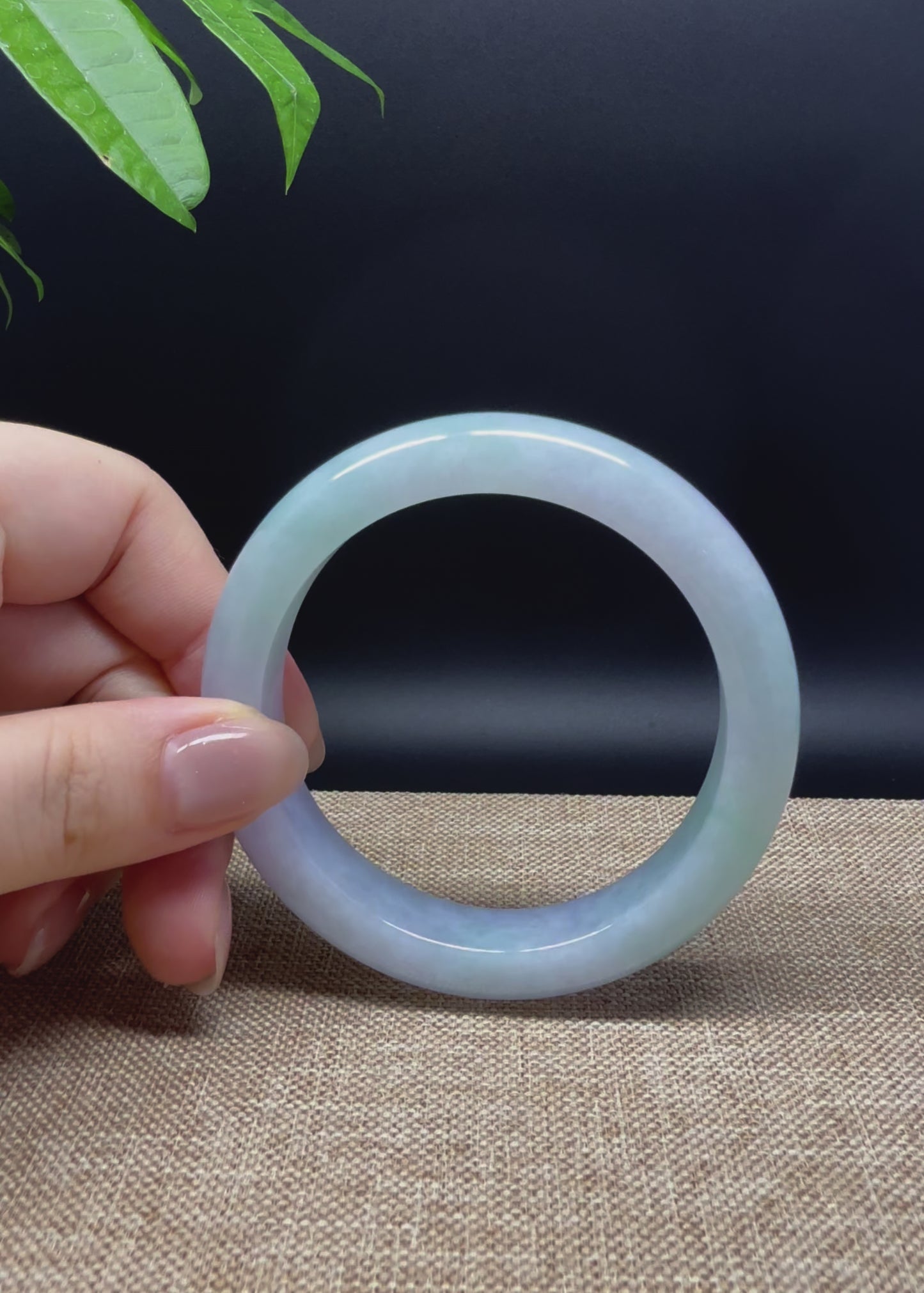 Load and play video in Gallery viewer, Genuine Burmese Lavender Green Jade Jadeite Bangle Bracelet ( 57mm )
