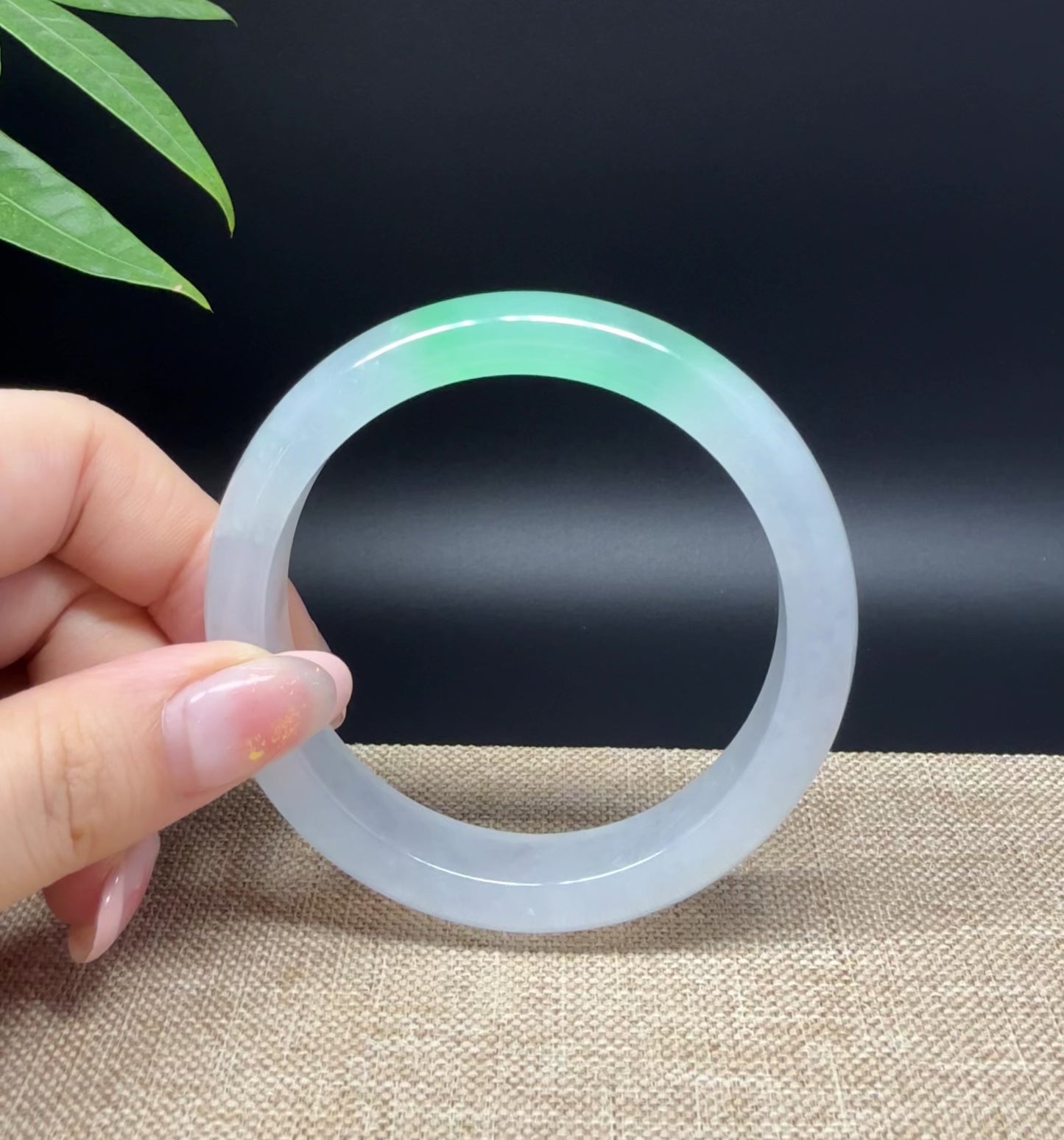 Load and play video in Gallery viewer, Genuine Burmese Icy Green Jade Jadeite Bangle Bracelet ( 58.5mm )
